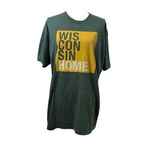 Wisconsin Home Graphic T-Shirt Short Sleeve Green Unisex Size XL